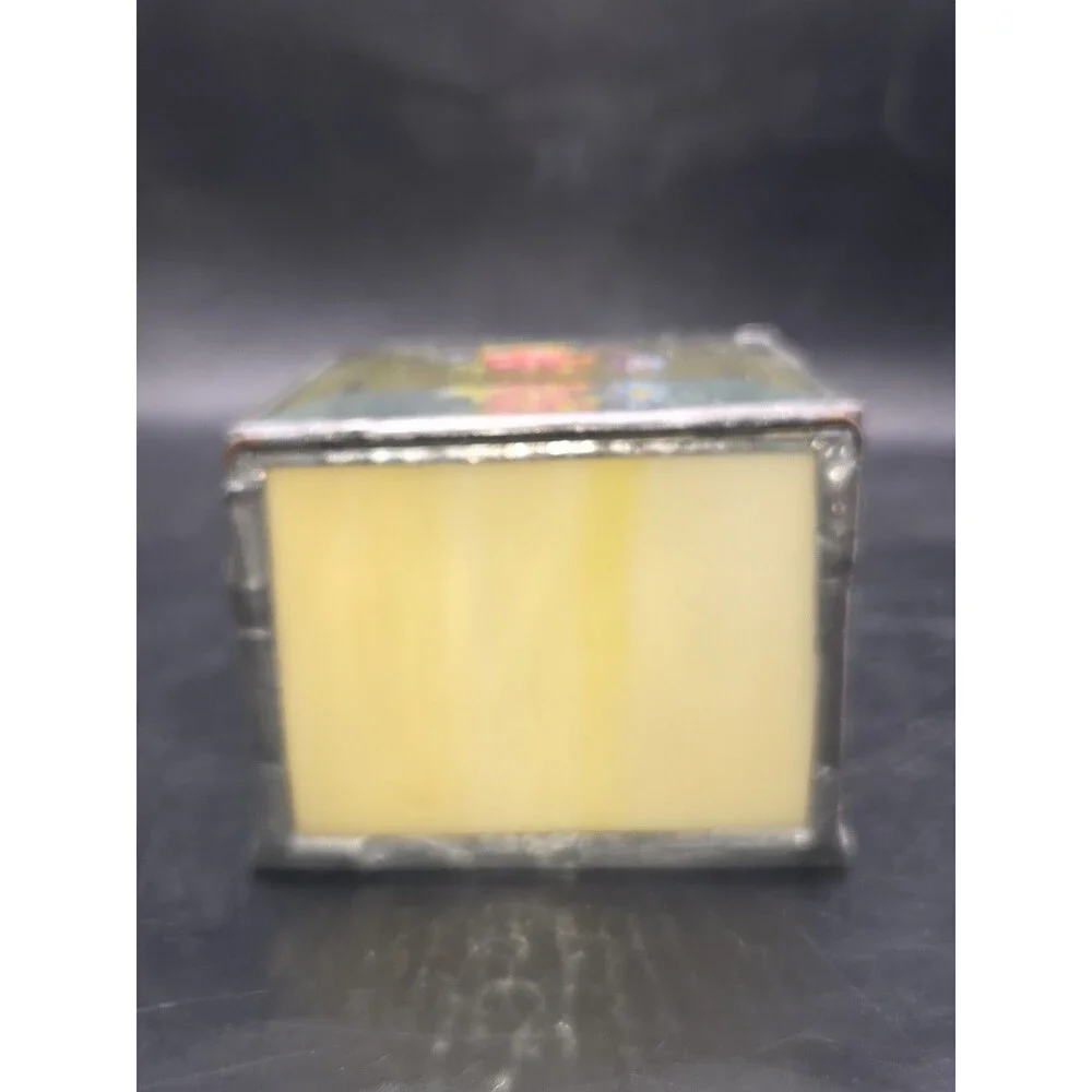 Vtg Glass Metal Leaded Trinket Jewelry Box Hinged Stained Glass Mirror Bottom